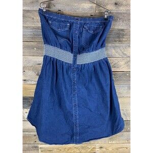 American Rag Cie Women Plus Sz 3X Blue Pearl Snap Strapless Denim Dress